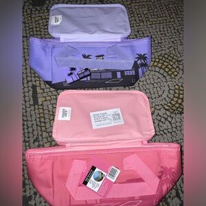 Trader Joe's Valentines Day Mini Insulated Tote Bag Bundle Pink & Lavender